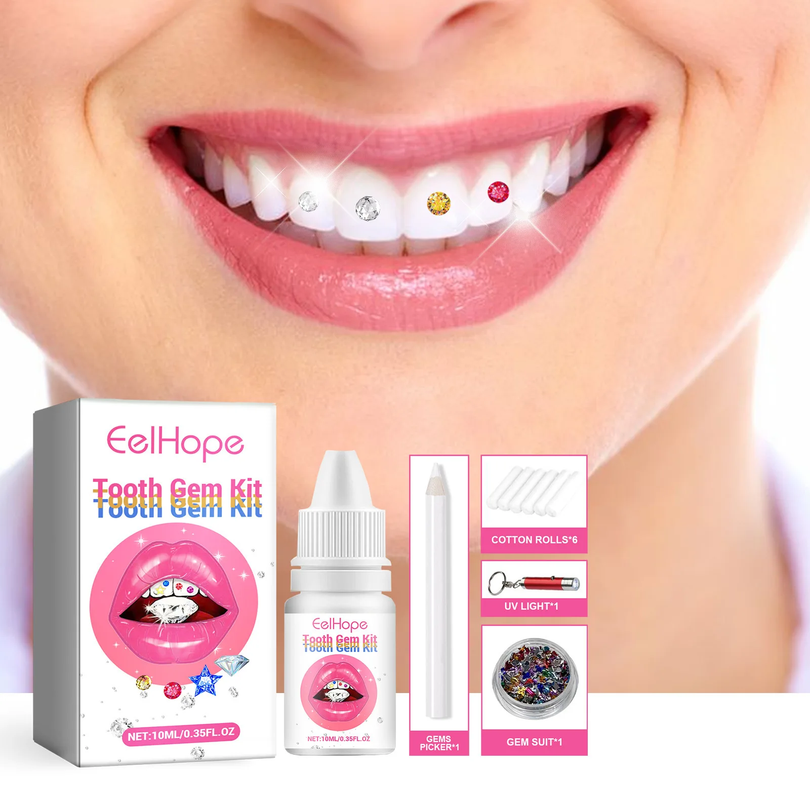 Tandjuwelen Kit DIY Transparan - Teeth Whitening Kit With Light recensie en prijs